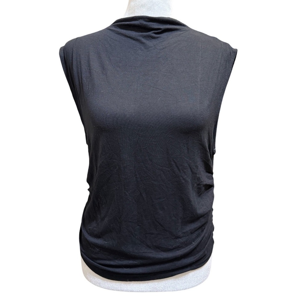 Old Navy Women's Mock-Neck Ruched Top- Black -Size Large